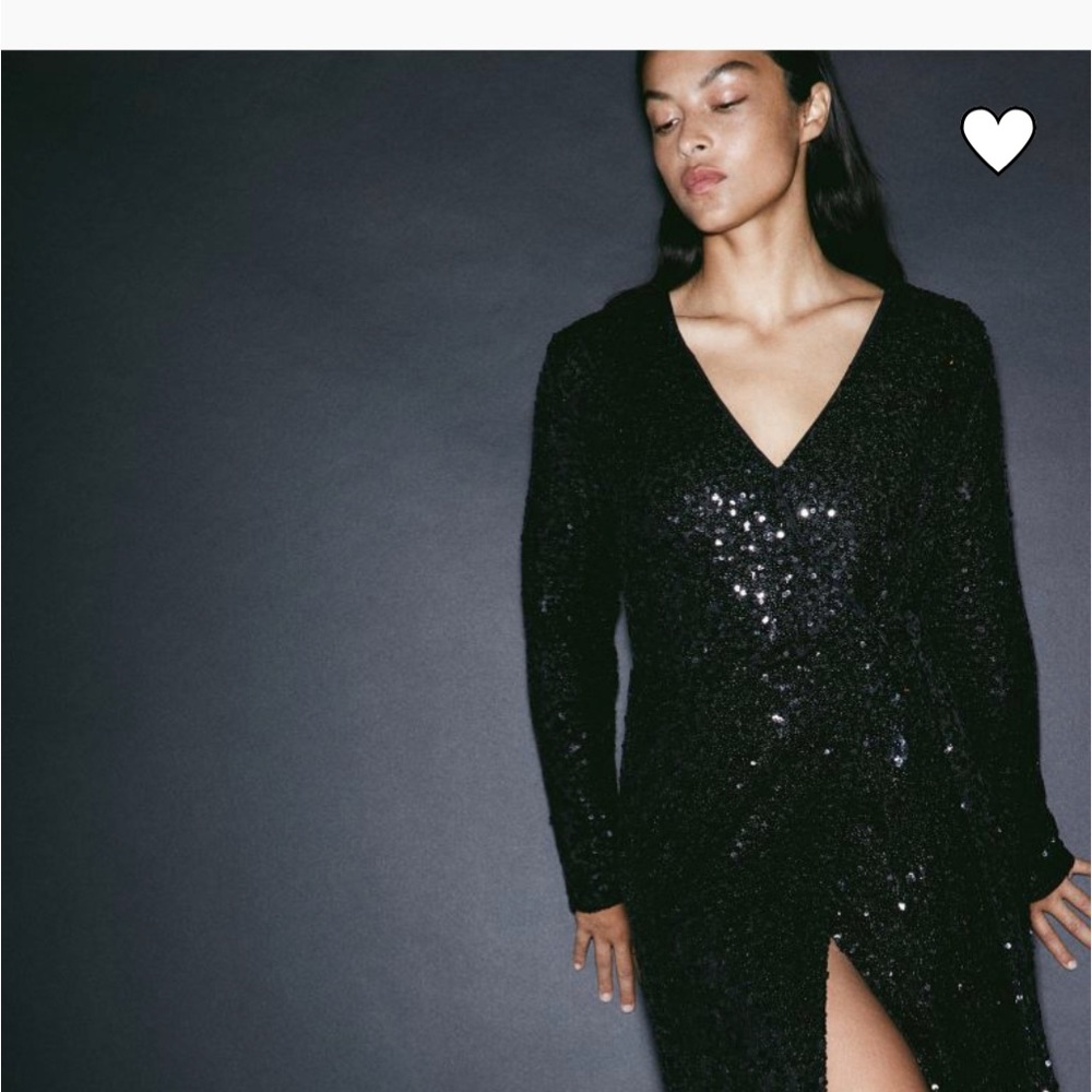 H&M black sequin wrap dress